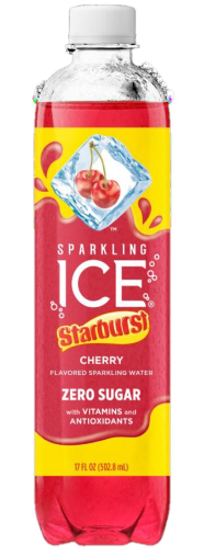 (S1-01) Us - Beverage - Sparkling Ice - Starburst - Cherry ZERO SUGAR 502ml x 12 units (Buyer is responsible if drinks may leak during shipping and weather) - SugarMarket.ca
