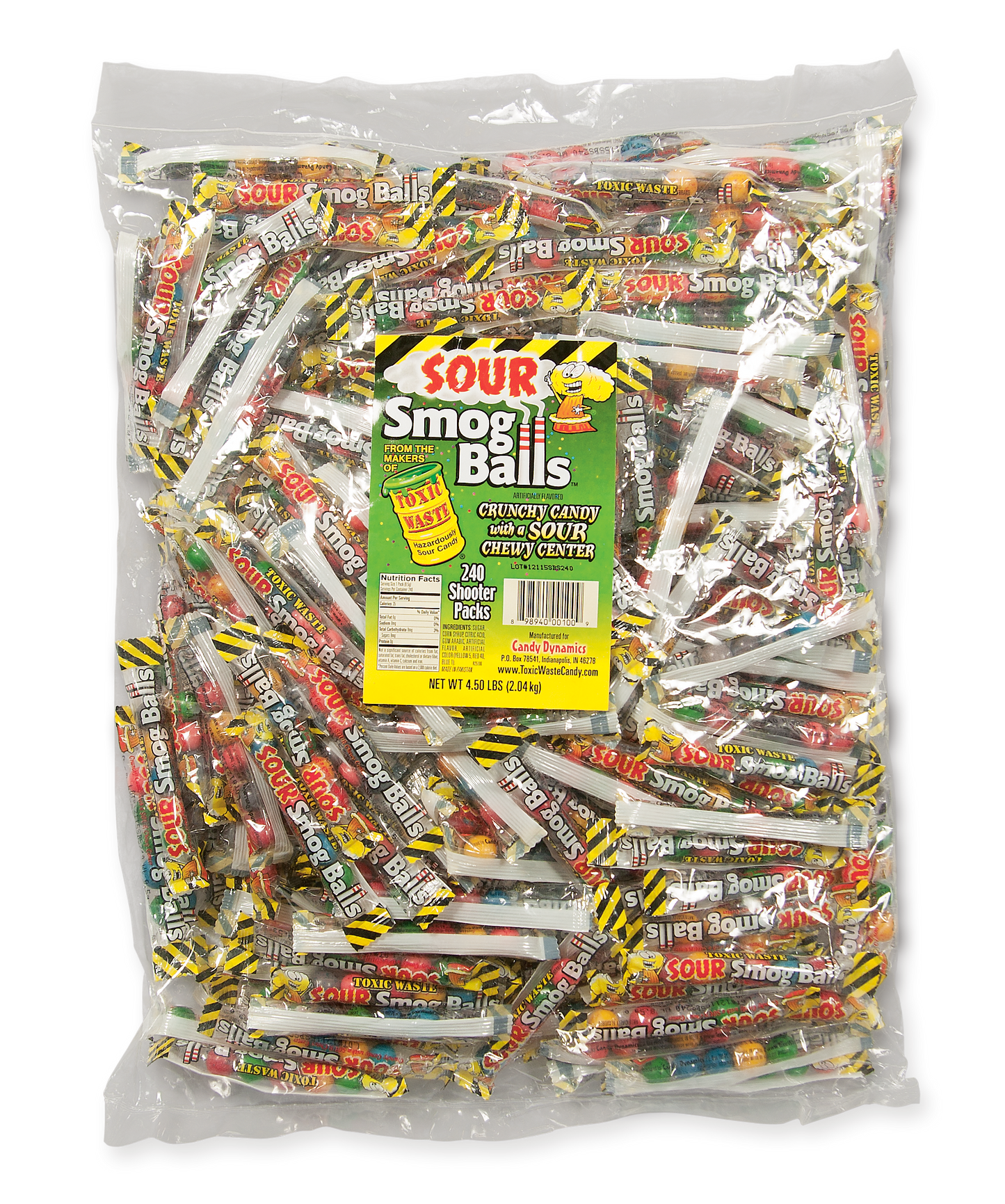 (S2-06) Pakistan - Bulk - Toxic Waste Sour Smog Balls Shooters Packs 240 pieces x 1 Bag