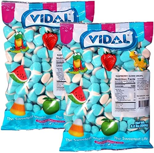 (S3-02) SPAIN - Bulk- Vidal Sugared Raspberry Gummi Drops 2.2lb (0.99 Kg) x 1 Unit