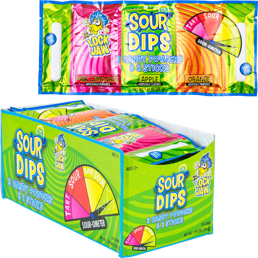 (S1-07) CHINA - KOKO LOCK JAW SOUR 3PK DIPS 1.4OZ (39G)  X 1 UNIT - SugarMarket.ca