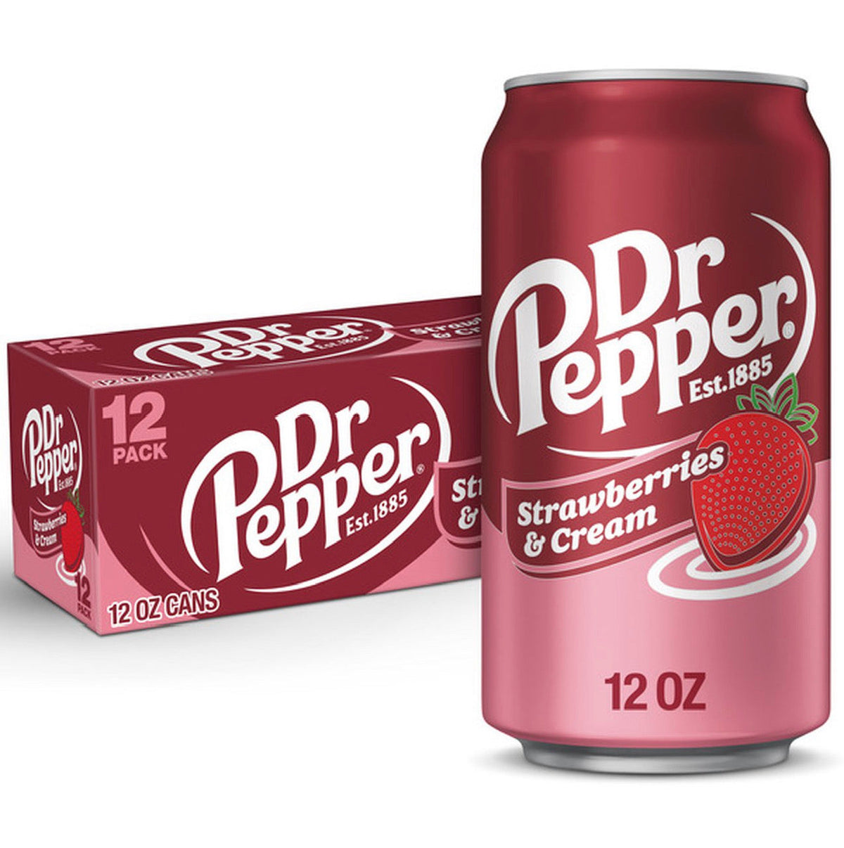 (S5-09) Beverage - Dr Pepper Strawberries and Cream Soda 12 floz (355ml) x 12 cans (Buyer is responsible if drinks may leak during shipping and weather) - SugarMarket.ca