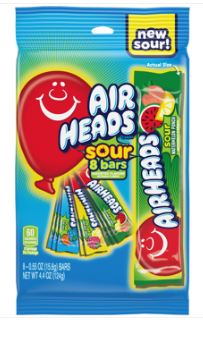 (S5-09) US - Peg Bag - Airheads SOUR Mini Bars (8 bars) Assorted - 4.4oz(125g) X 12 Units - SugarMarket.ca