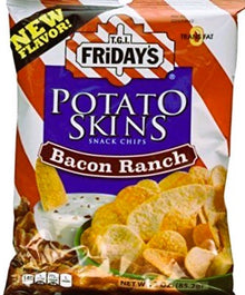 (S6-05) US - Chips - TGI Fridays BACON RANCH Potato Skins 3oz (85g) x 1 bags (chips bags may be deflated during shipping)
