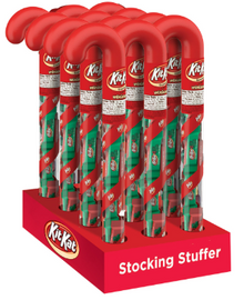 (S7-07) XMAS - CANDY CANE FILLED WITH KIT KAT MINI 1.8OZ (51G) X 12 UNITS - SugarMarket.ca