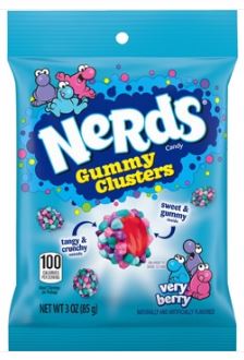 (S6-09) Box - Us-Nerds Gummy Clusters  - Very Berry Peg Bag 3oz(85g) x 12 Units - SugarMarket.ca