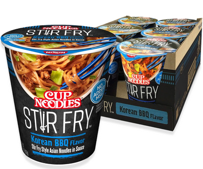 2 Units - Bundle - Nissin Cup Noodles - Stir Fry Noodles - Korean BBQ Sauce 2.89 oz (82g)