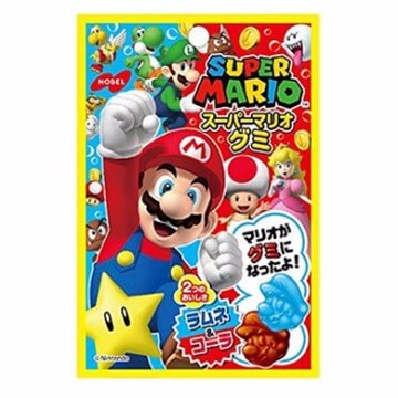 JAPAN NOBEL Super Mario Gummy Ramune & Cola 45g x 6 units