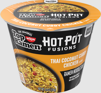 (S6-12) US - Nissin Cup Noodles - Hot Pot Fusions - Thai Coconut Chicken Curry 4.8oz (136g) x 6 Units