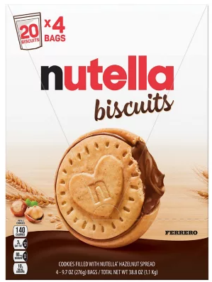 (S4-03) Nutella Biscuits 9.7oz (276g) x 4 Bags ( 20 Biscuits in one Bag )