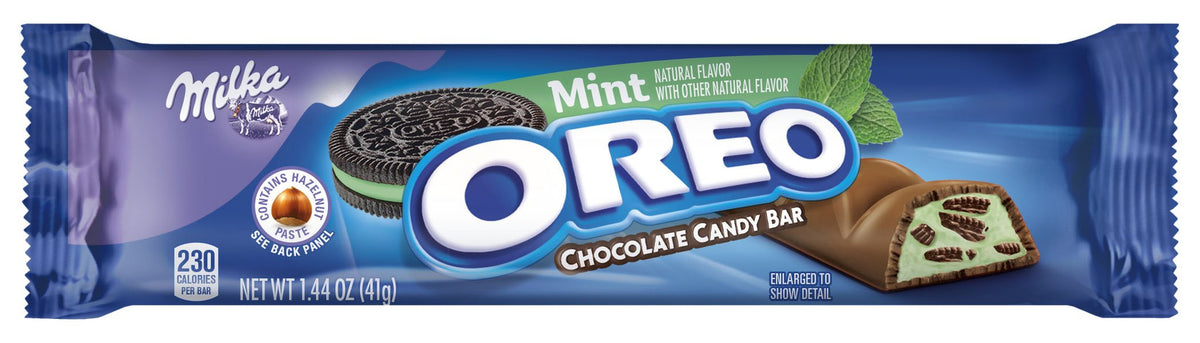Milka Oreo Mint Chocolate Bar 1.44oz Standard Size x 24 units