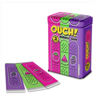 (S1-06) CHINA- Ouch! Bubble Gum Assorted Flavor Tin (21pc) x 12 Units