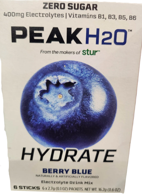 (S5-05) Drink Mix - Peak H2O - Hydrate Berry Blue Zero Sugar 2.7g (6 STICKS) x 12 units