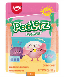 (S6-06) Amos Peelerz Gummy Sub Bag - Seashells 6oz (170g) x 12 Units