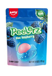 (S6-07) Amos Peelerz Gummy Sub Bag - BLUE RASPBERRY 6oz(170g) x 12 Units