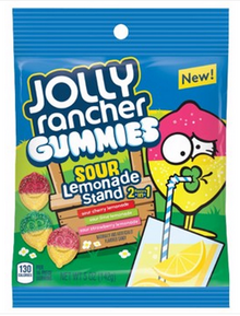 US - Jolly Rancher Gummies 2 in 1 Sour Lemonade Peg Bag - 5oz (142g) x 12 units