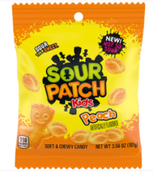 (S1-06) Turkey - Sour Patch Kids - Peach Peg Bag 3.56oz (101g) x 12 Units