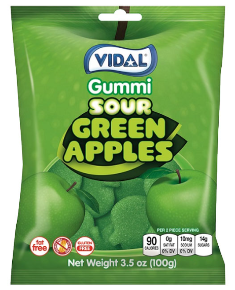 Peg - Vidal Sour Green Apples 3.5oz (100g) x 14 units