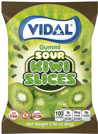 (S3-02)  Spain- Vidal Sour Kiwi Slices Peg Bag - 2.96oz (84g) x 14 units