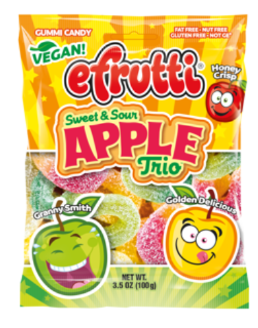 (S6-09) GERMANY - efrutti Apple Trio Peg Bag - 3.5oz (99g) x 12 units