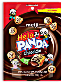 PEG BAG - MEIJI HELLO PANDA CHOCOLATE LARGE STAND UP BAG 7oz x 6 units