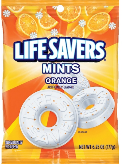 (S6-08) US - Peg Bag - Lifesavers - Orange Mints 6.25oz (177g)  x 12 Units