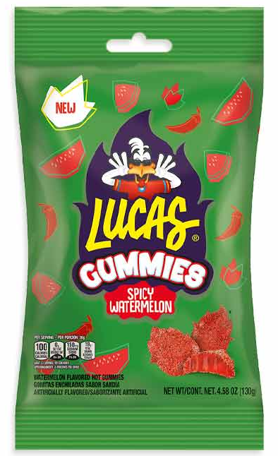 (S6-06) Mexico - Peg Bag - Lucas Spicy - Watermelon Gummies 4.58oz (130g) x 12 units