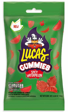 (S6-06) Mexico - Peg Bag - Lucas Spicy - Watermelon Gummies 4.58oz (130g) x 12 units