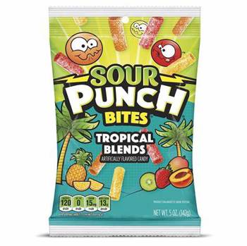 (S1-08) US -Peg Bag - Sour Punch Tropical Bites 5oz (142g) x 12 units