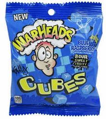 (S1-08) US - Peg Bag - Warheads Cubes - Blue Raspberry 3.5oz (99g) x 1 Unit