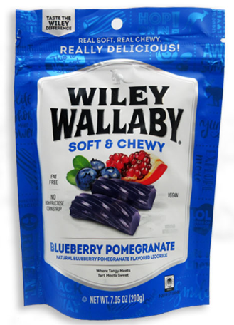 PEG BAG - WILEY WALLABY LICORICE STAND UP - BLBRRY POMEGRANATE 7.05oz x 12 units