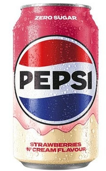 (S5-09) Beverage - Zero Sugar - Pepsi - Strawberry and Cream 330ml x 24 Units (Buyer is responsible if drinks may leak during shipping and weather)