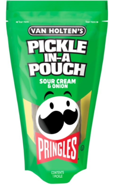 (S5-03) Us - Van Holten - King Size Pickle-in-a-Pouch - Pringles - Sour Cream And Onion x 12 units (Buyer is responsible if Pickle Juice may leak during shipping)
