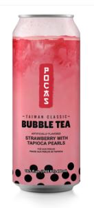 (S5-02) TAIWAN - Beverage - Pocas Bubble Tea Strawberry 16.5oz(490ml) x 24 Cans (Buyer is responsible if drinks may leak during shipping and weather)