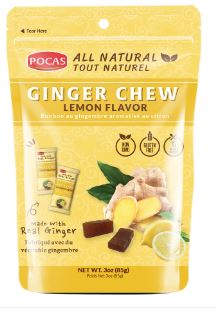 (S6-06) China  - POCAS GINGER CHEW LEMON 3oz (85g) x 24 Units