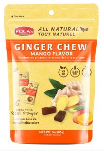 (S6-06) China - POCAS GINGER CHEW MANGO 3oz (85g) x 24 Units