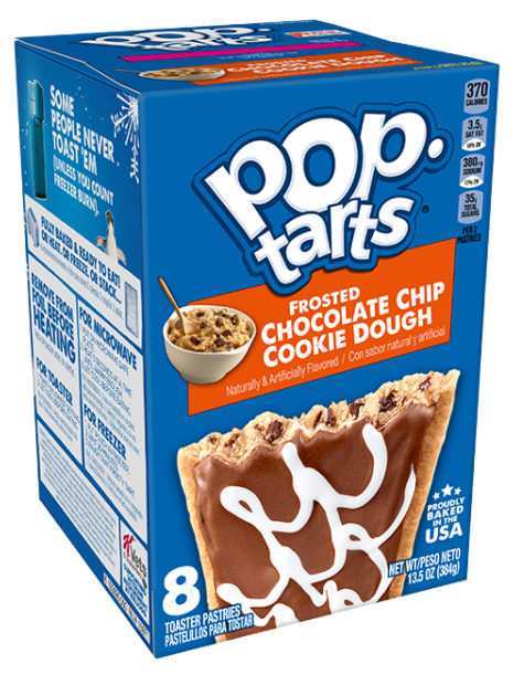 Cool - Pop Tarts - Chocolate Chip Cookie Dough (8 Toasters) 13.5oz (384g) x 1 Box (Boxes with minor damage due to shipping)