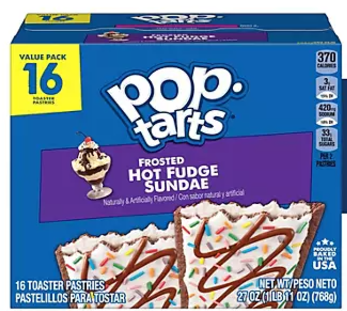 (S2-07)  US - Pop Tarts - Hot Fudge Sundae (16 Toasters) 27oz (768g) x 1 Box (Boxes with minor damage due to shipping)