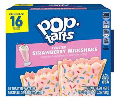 (S2-07)  US - Pop Tarts - Strawberry Milkshake (16 Toasters) 27oz (765g) x 1 Box (Boxes with minor damage due to shipping)