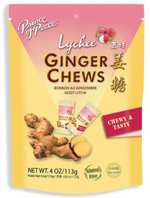 PRINCE OF PEACE GINGER CHEWS SUB - LYCHEE 4oz (113g) x 12 units