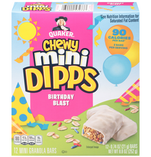 Quaker Mini Granola Bars, Birthday Blast 0.74oz (21g) x 12 mini Granola Bars