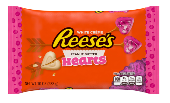 Val - Single - Reese Peanut Butter - Hearts - White Crème Bag 10oz x 1 unit