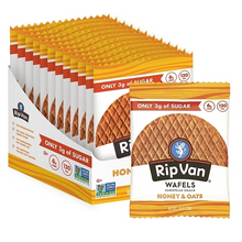 (S2-03) Canada - Rip Van - Low Sugar - Honey and Oats Wafels 1.16oz (33g) x 12 Units