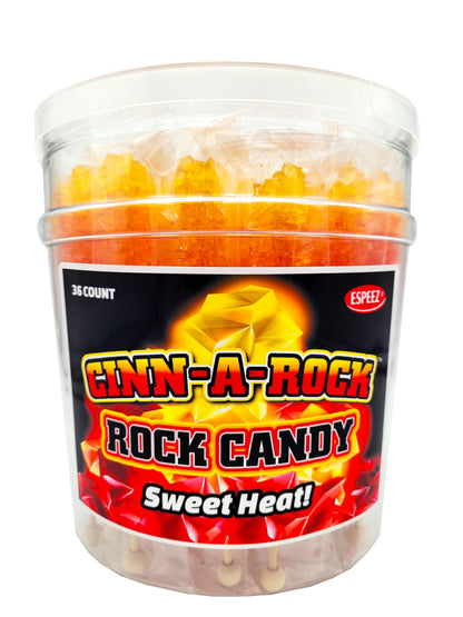 (S1-03) China - Espeez - Rock Candy On A Stick Jar (Wrapped) - CINN-A-ROCK - SWEET HEAT 36 Units