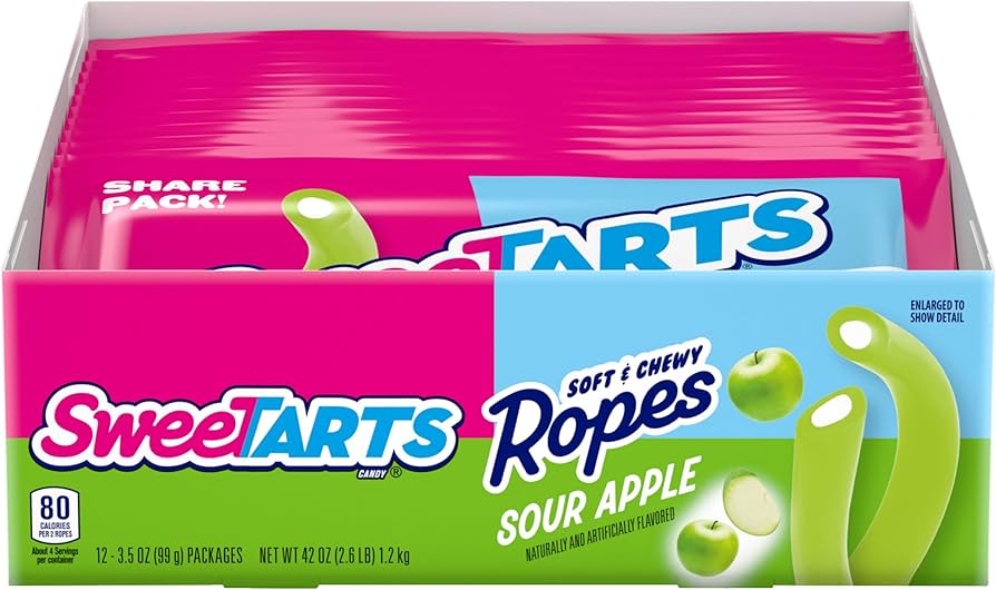 (S1 - 02) Box - MEXICO - Wonka Sweetart Ropes Share size - Sour Apple 3.5oz (99g) x 12 units - SugarMarket.ca