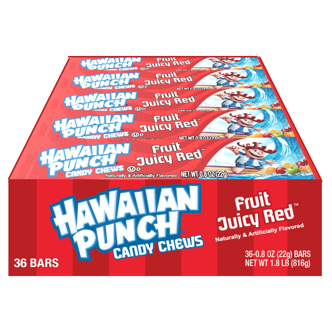 (S1 - 02) Box - US - ADAMS & BROOKS Hawaiian Punch Chews Bar - Fruit Juicy Red 0.8OZ (23G) X 36 UNITS - SugarMarket.ca