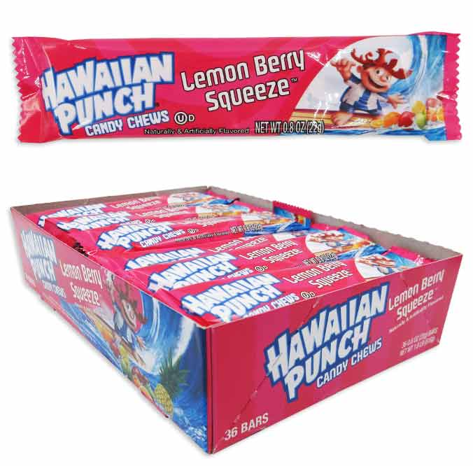 (S1 - 02) Box - US - ADAMS & BROOKS Hawaiian Punch Chews Bar - Lemon Berry Squeeze 0.8OZ (23G) X 36 UNITS - SugarMarket.ca
