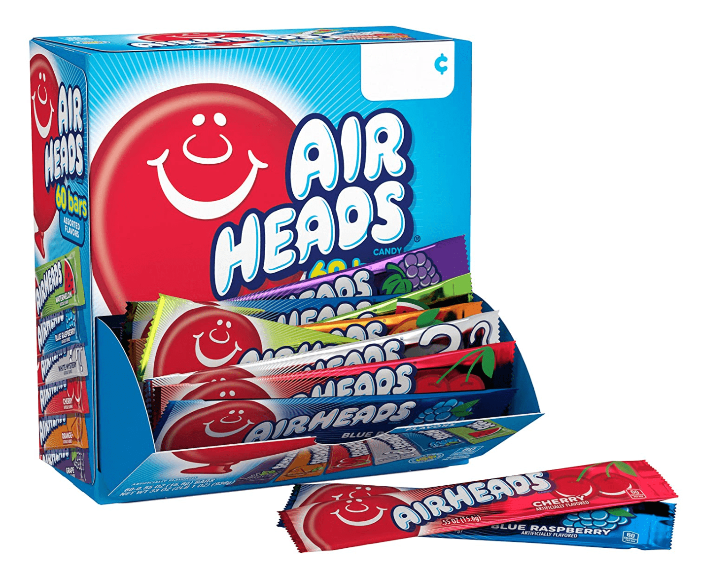 (S1 - 02) Box - US - Airheads Variety Pack 0.55oz (15.6g) x 60 Bars - SugarMarket.ca