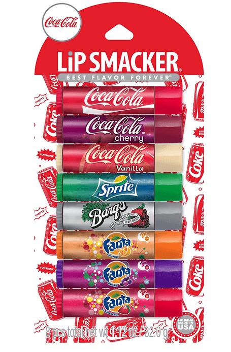 (S1 - 02) Box - US - Lip Smacker Coca - Cola, Sprite, Barq and Fanta Flavour 8 - PK x 1 Blister - SugarMarket.ca