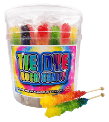 (S1 - 03) Box - CHINA - Espeez - Rock Candy On A Stick Jar (Wrapped) - Tie Dye - 22G X 36 Units (Every Tub may have different assortment of Colour) - SugarMarket.ca
