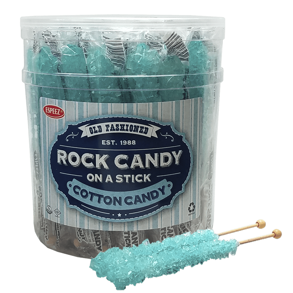 (S1 - 03) Box - China - Tub - espeez - Rock Candy on a Stick - Light Blue Cotton Candy x 36 units - SugarMarket.ca